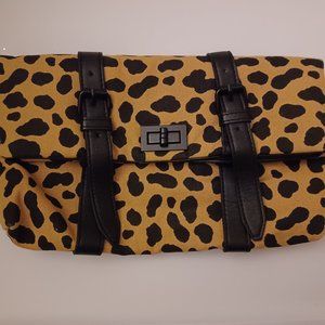 Sea New York Leopard Print Canvas Clutch, Brown